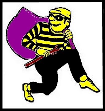 Yellow thief stealijg Purple bag